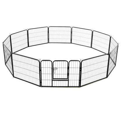 Vidaxl Corral Para Perros 12 Paneles De Acero 80x60 Cm Negro_3