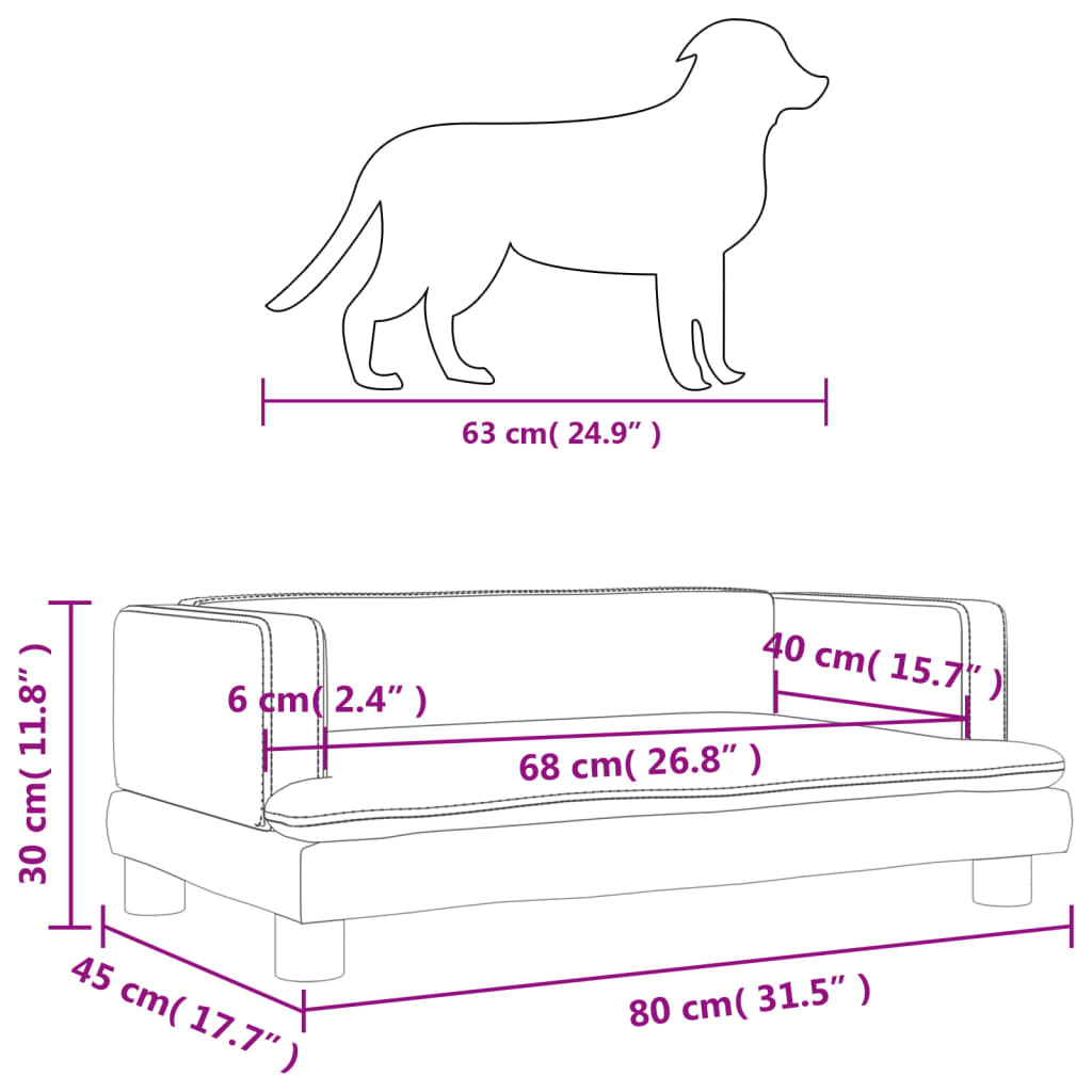 Cama Para Perros De Cuero Sintético Gris 80x45x30 Cm / Vetonek_0