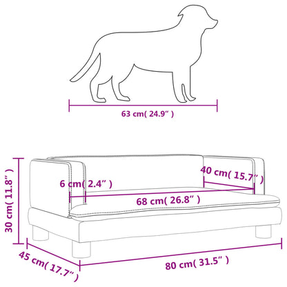 Cama Para Perros De Cuero Sintético Gris 80x45x30 Cm / Vetonek_0