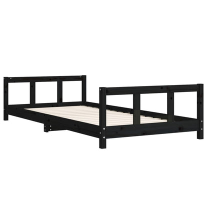 Estructura De Cama Para Niños Madera De Pino Negro 90x190 Cm / Vetonek_0