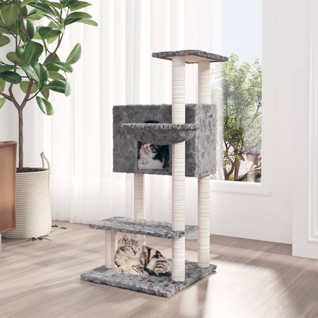 Vidaxl Rascador Para Gatos Con Postes De Sisal Gris Claro 108,5 Cm_1