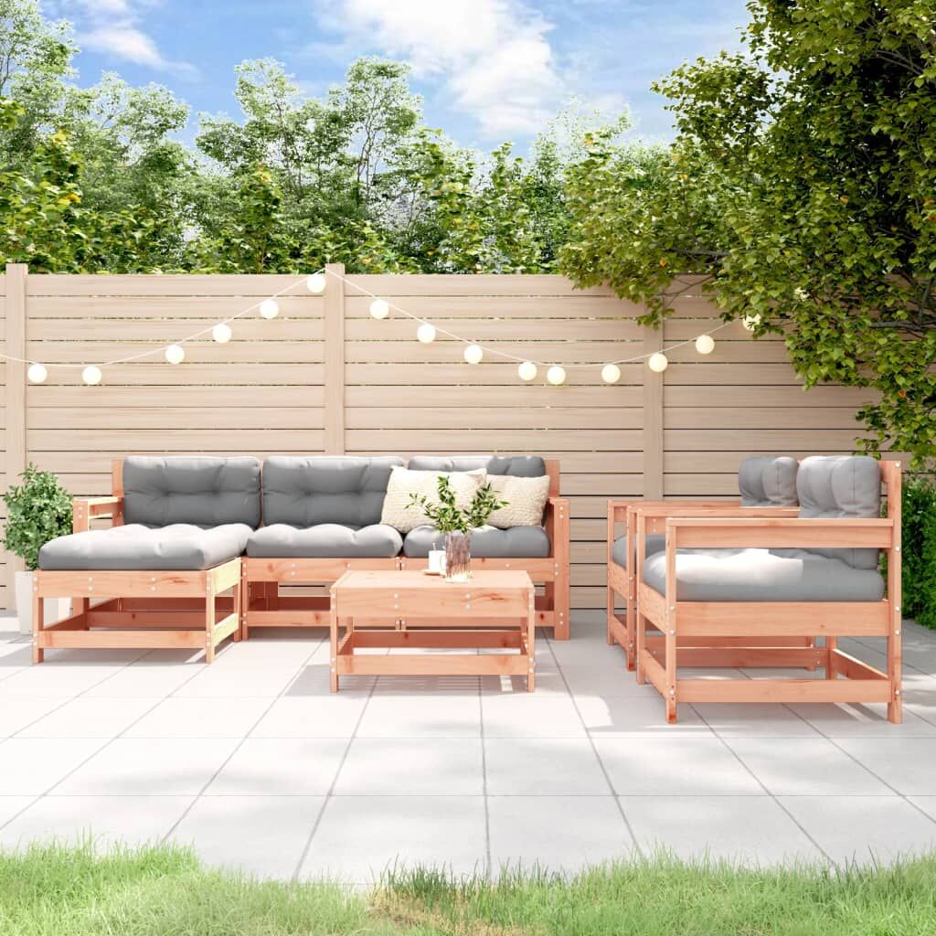 Vidaxl Juego De Muebles De Jardín 7 Pzas Madera Maciza Abeto Douglas_1