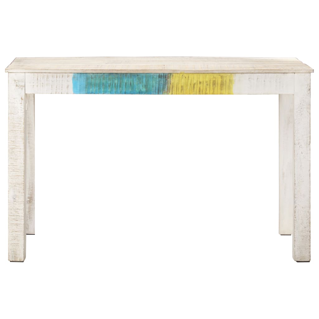 Mesa De Comedor Madera Maciza De Mango Blanca 120x60x76 Cm_0