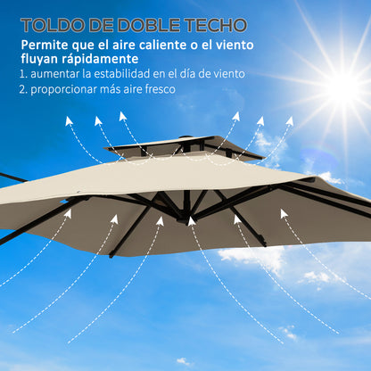 Outsunny Sombrilla De Jardín Inclinable 300x300 Cm Parasol De Aluminio Caqui_5