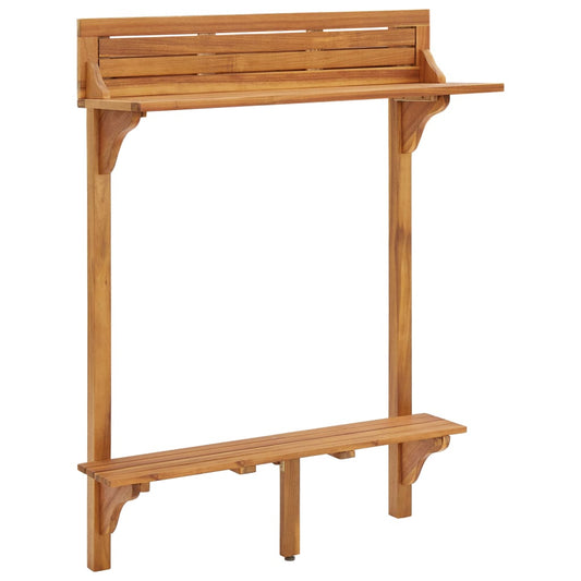 Mesa Alta De Balcón De Madera Maciza De Acacia 90x37x122,5 Cm_0