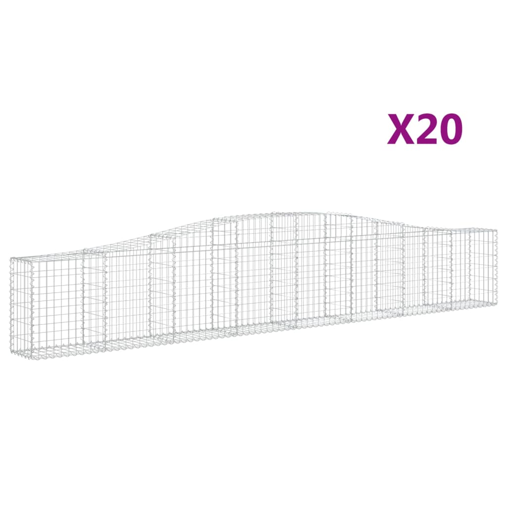Cestas De Gaviones 20 Uds Forma De Arco Hierro 400x30x60/80 Cm_0