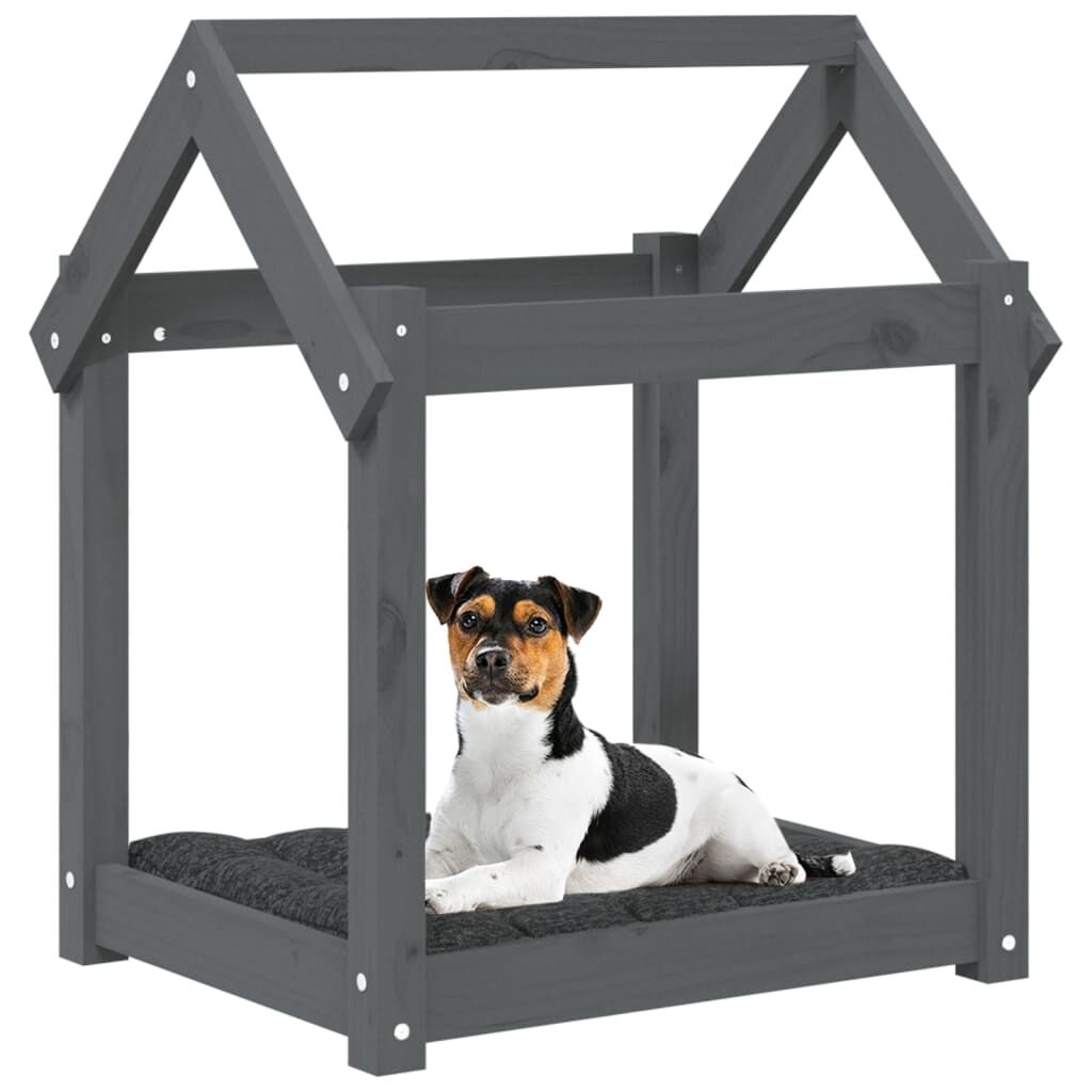 Vidaxl Cama Para Perros Madera Maciza De Pino Gris 61x50x70 Cm_3