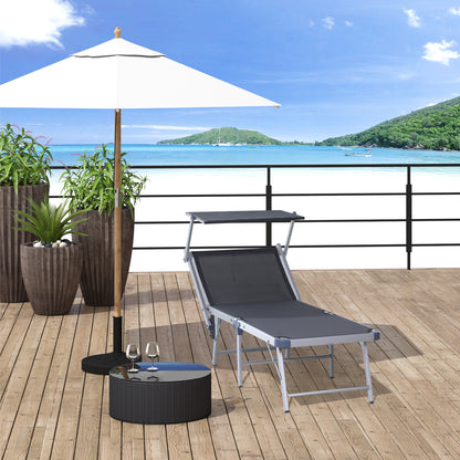Outsunny Tumbona Reclinable Y Plegable Con Toldo 169x72x50/70cm Gris_1