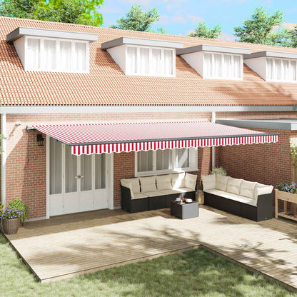 Toldo Retráctil Rojo Y Blanco 600 X 350 Cm Poliéster_1
