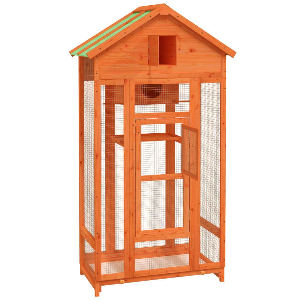 Vidaxl Casita Para Pájaros Madera Maciza Pino Marrón 91,5x53x170 Cm_3