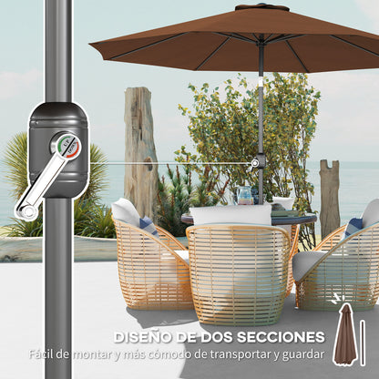 Sombrilla De Jardín Con Inclinación Outsunny Ø295x250 Cm Café_5