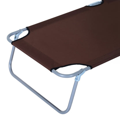 Outsunny Conjunto De 2 Tumbonas Plegables Con Toldo 187x58x36 Cm Marrón_4