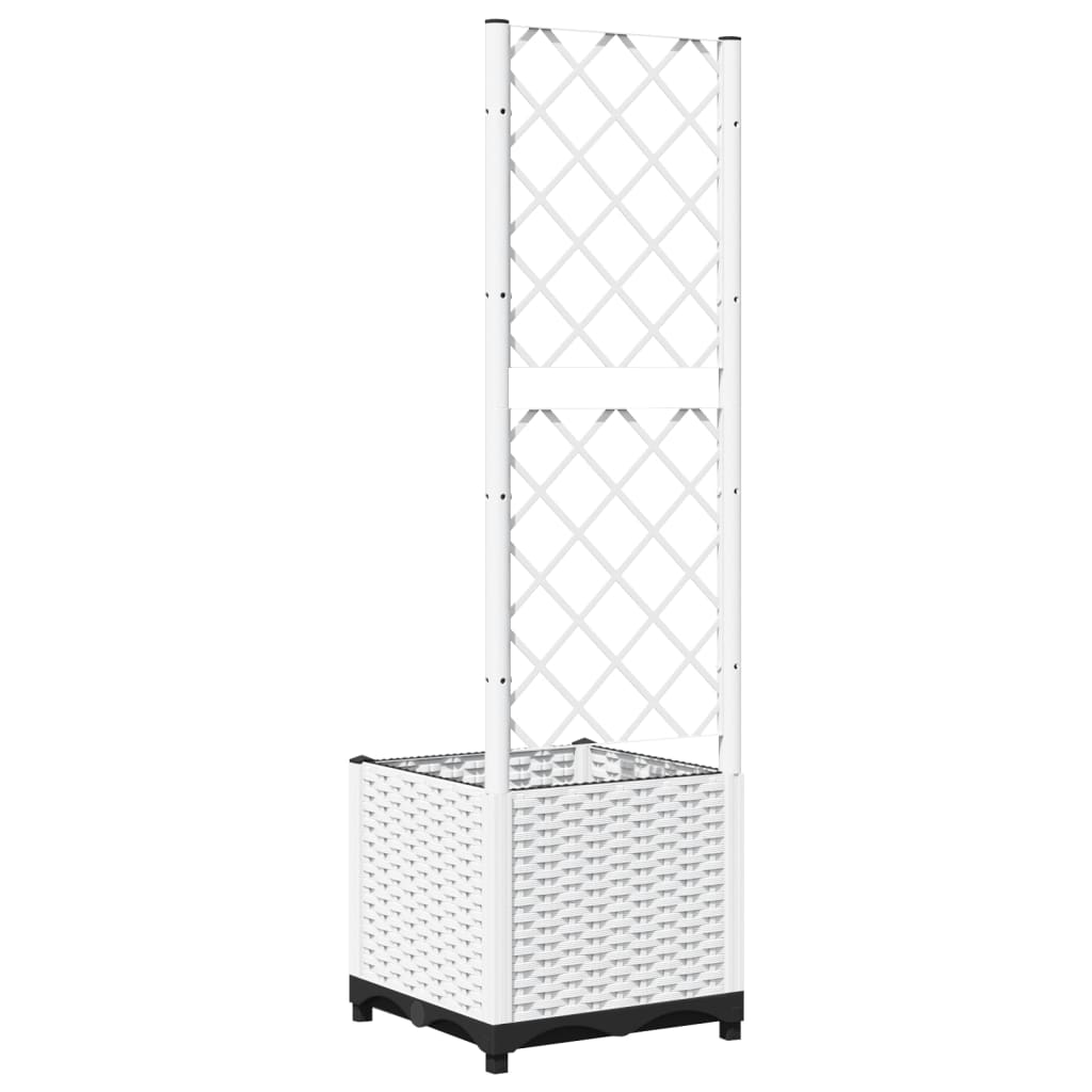 Jardinera Con Enrejado Pp Blanco 40x40x136 Cm_3