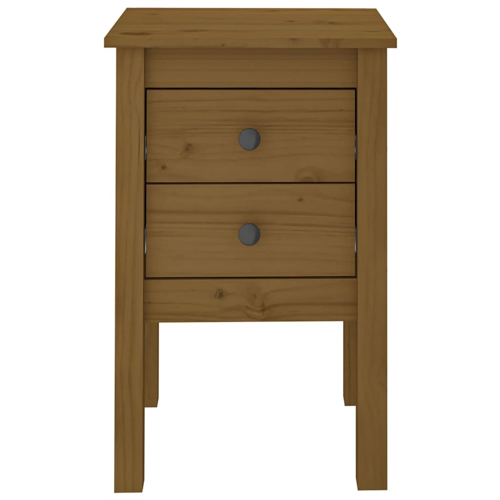 Mesita De Noche Madera Maciza De Pino Marrón Miel 40x35x61,5 Cm_3