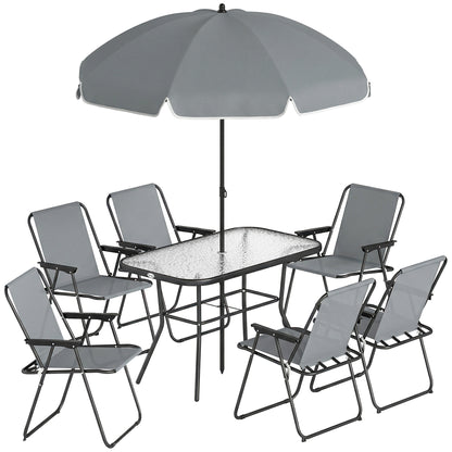 Outsunny Conjunto De Mesa Y Sillas Jardín De 8 Piezas Gris_0