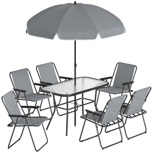 Outsunny Conjunto De Mesa Y Sillas Jardín De 8 Piezas Gris_0