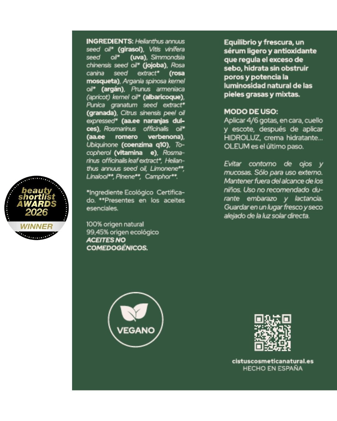 Sérum facial piel grasa y mixta | Jojoba, Pepita de Uva y Q10 | OLEUM 15 ml_5