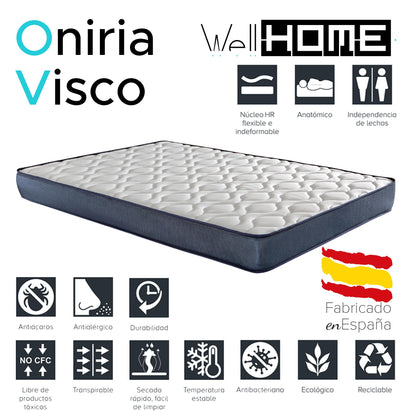 Colchón Oniria Visco 135x190cm Altura 18cm Transpirable Adaptable Hipoalergénico_1