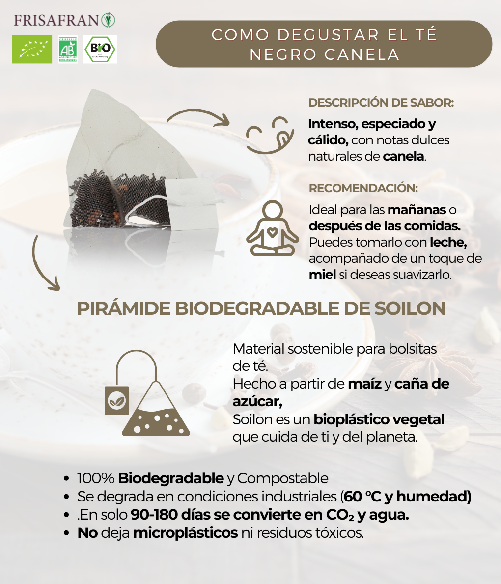 Té Negro Canela Ecológico Pirámides | Calidad | Frisafran 30 Uds_4