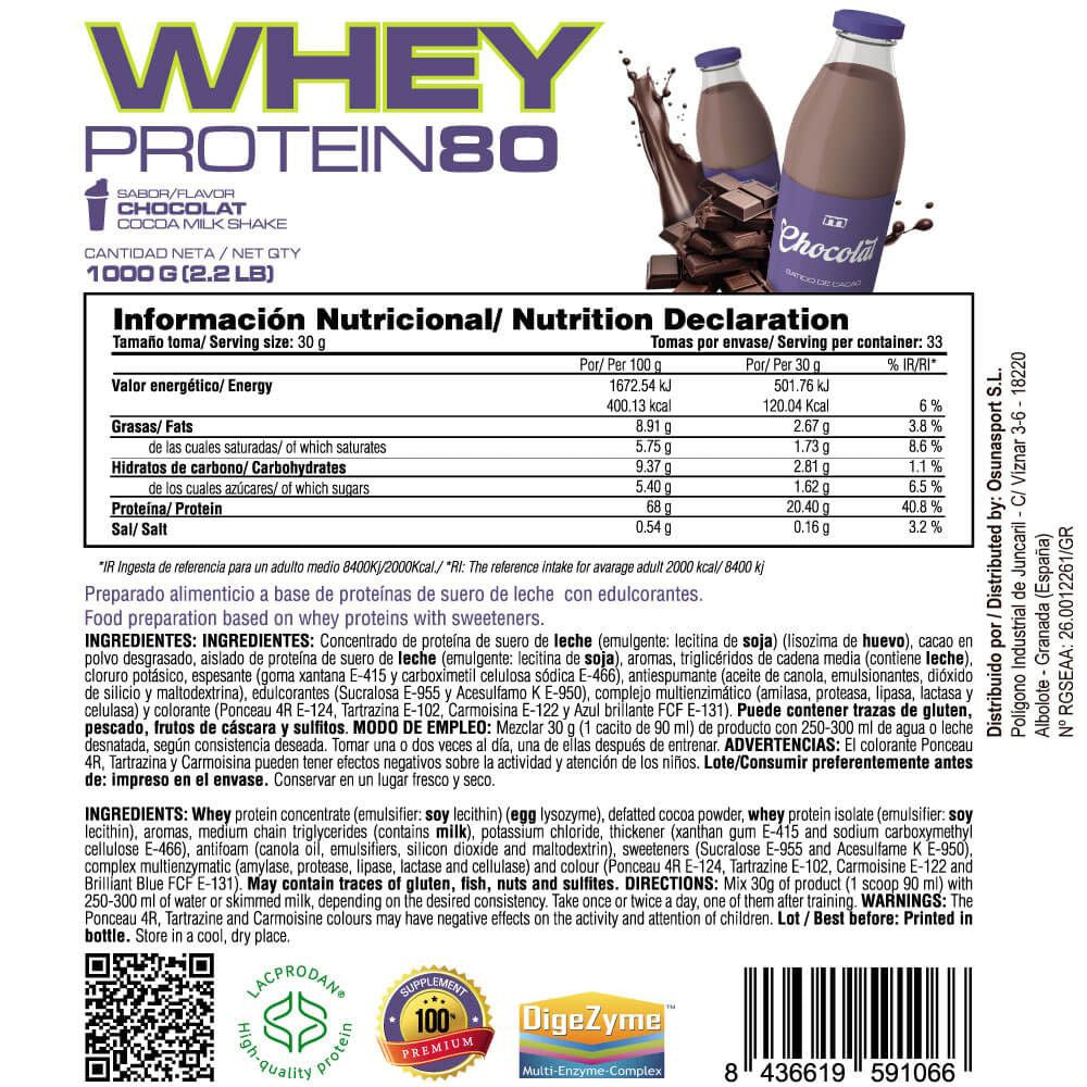 Whey Protein80 - 1kg - Batido Chocolat - Aumenta La Masa Muscular - Masmusculo_4