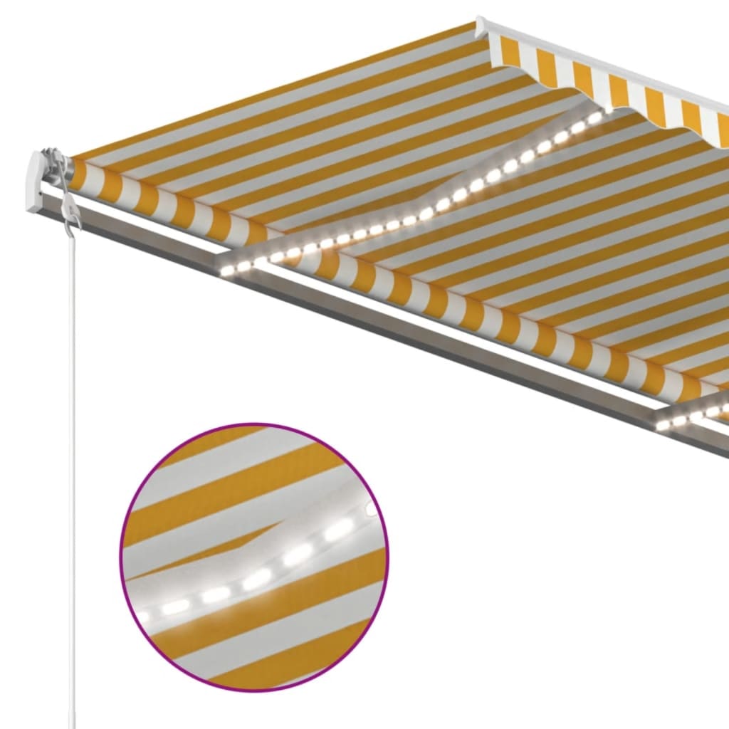 Toldo Manual Retráctil Con Led Amarillo Y Blanco 450x350 Cm_4