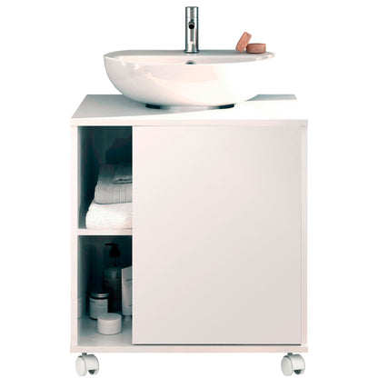 Mueble Baño Bajo Lavabo Pie Armario Auxiliar Para Lavabos Con /sin Pedestal 64x59x45 Almacenaje, Briebe, Esencia, Blanco_0