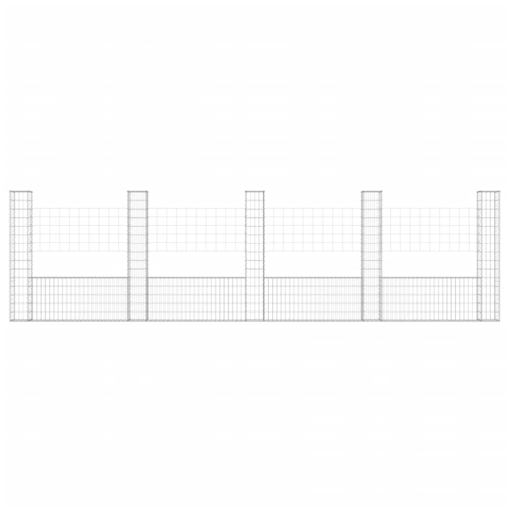 Cesta De Gaviones Forma De U 5 Postes De Hierro 500x20x150 Cm / Vetonek_1