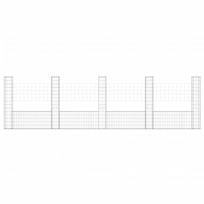 Cesta De Gaviones Forma De U 5 Postes De Hierro 500x20x150 Cm / Vetonek_1