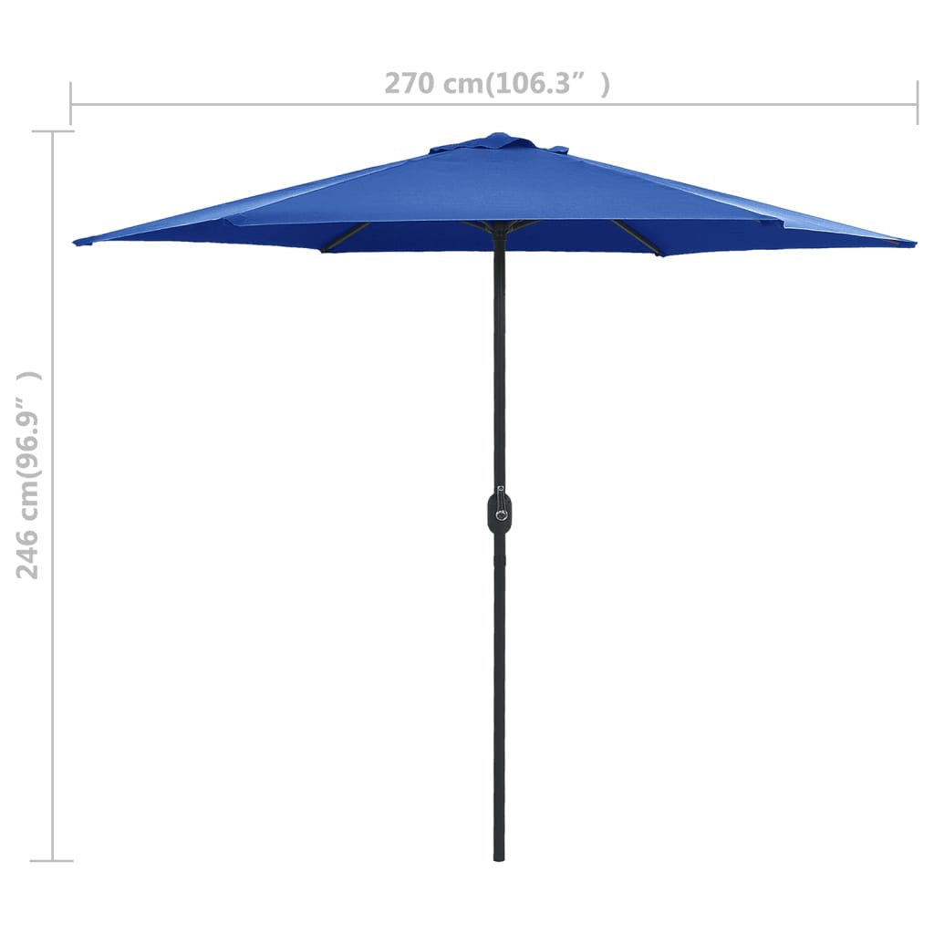 Vidaxl Sombrilla De Jardín Con Palo De Aluminio Azul Azure 270x246 Cm_2