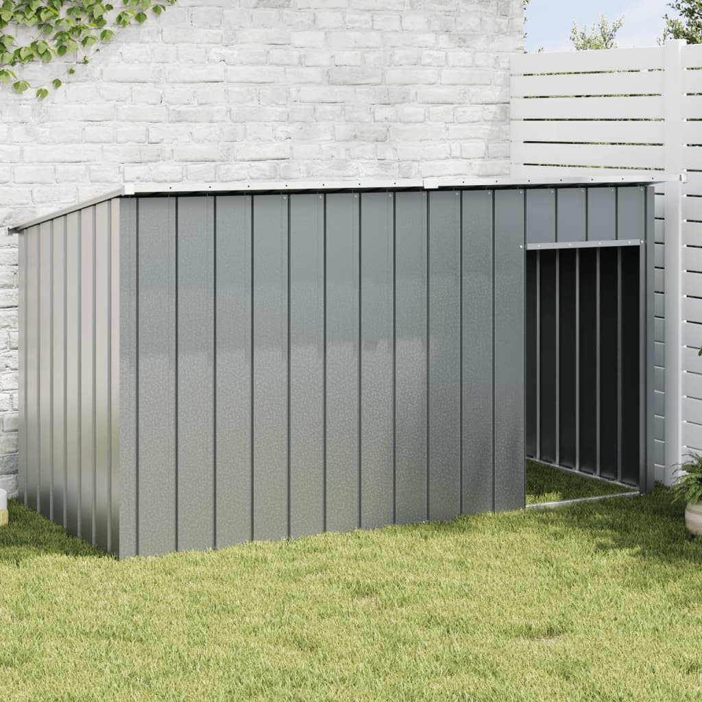 Caseta Perros Con Tejado Acero Galvanizado Gris 196x91x110 Cm_1