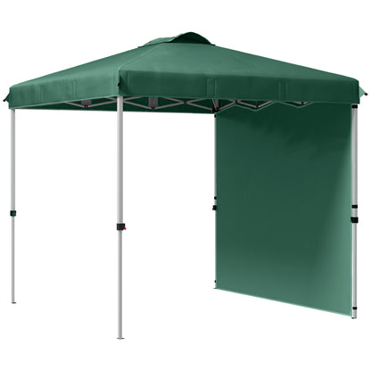 Outsunny Carpa Plegable 2,5x2,5 M Con 1 Pared Lateral Altura Ajustable Verde_0