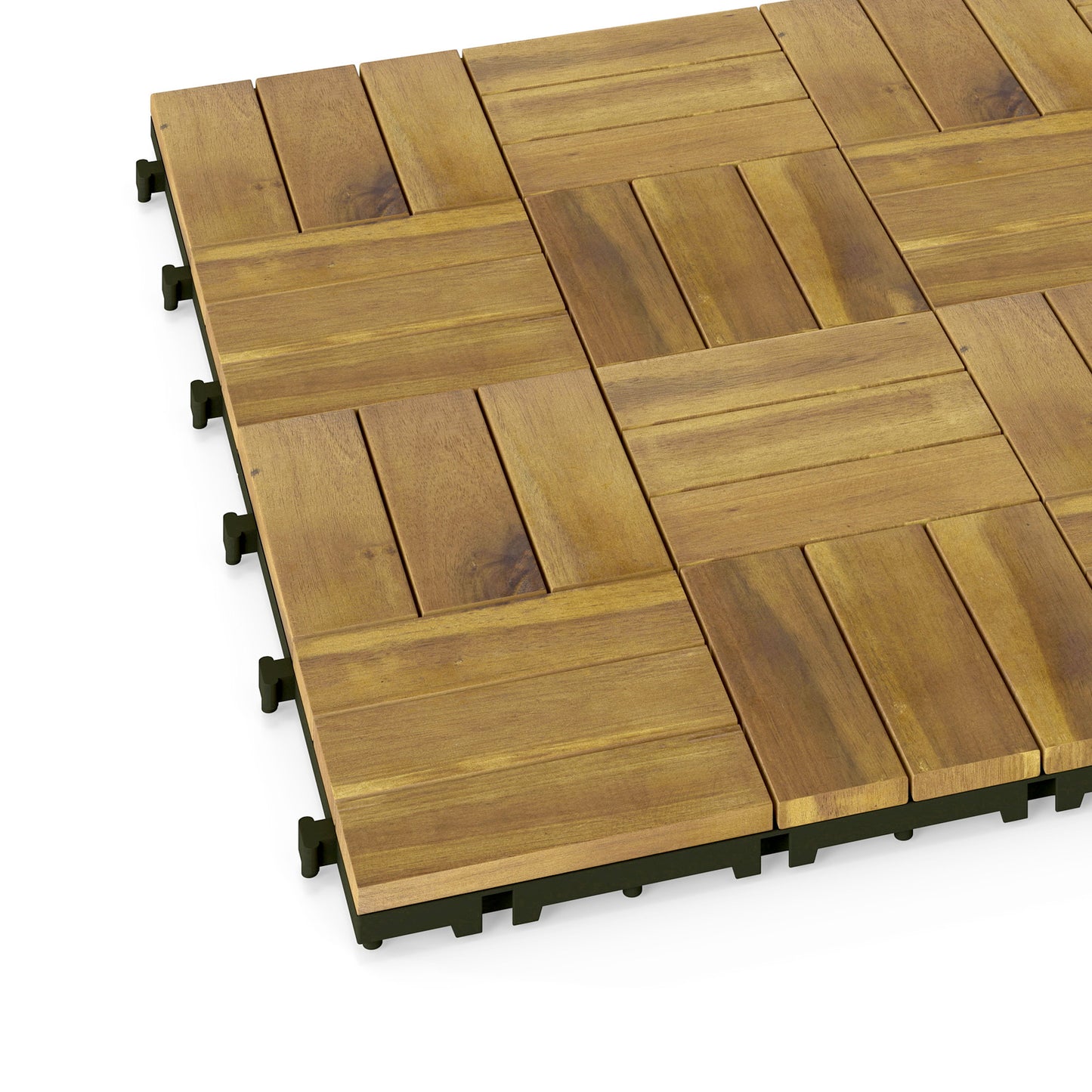 Outsunny Set De 10 Piezas Baldosas De Exterior De Madera 31x31 Cm 0,91m² Natural_4