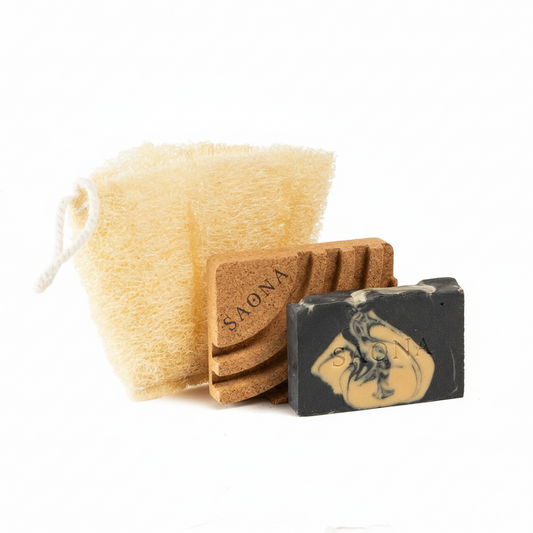 Pack Corporal Saona Detox. Jabón, Estuche De Lufa Y Jabonera De Corcho_0