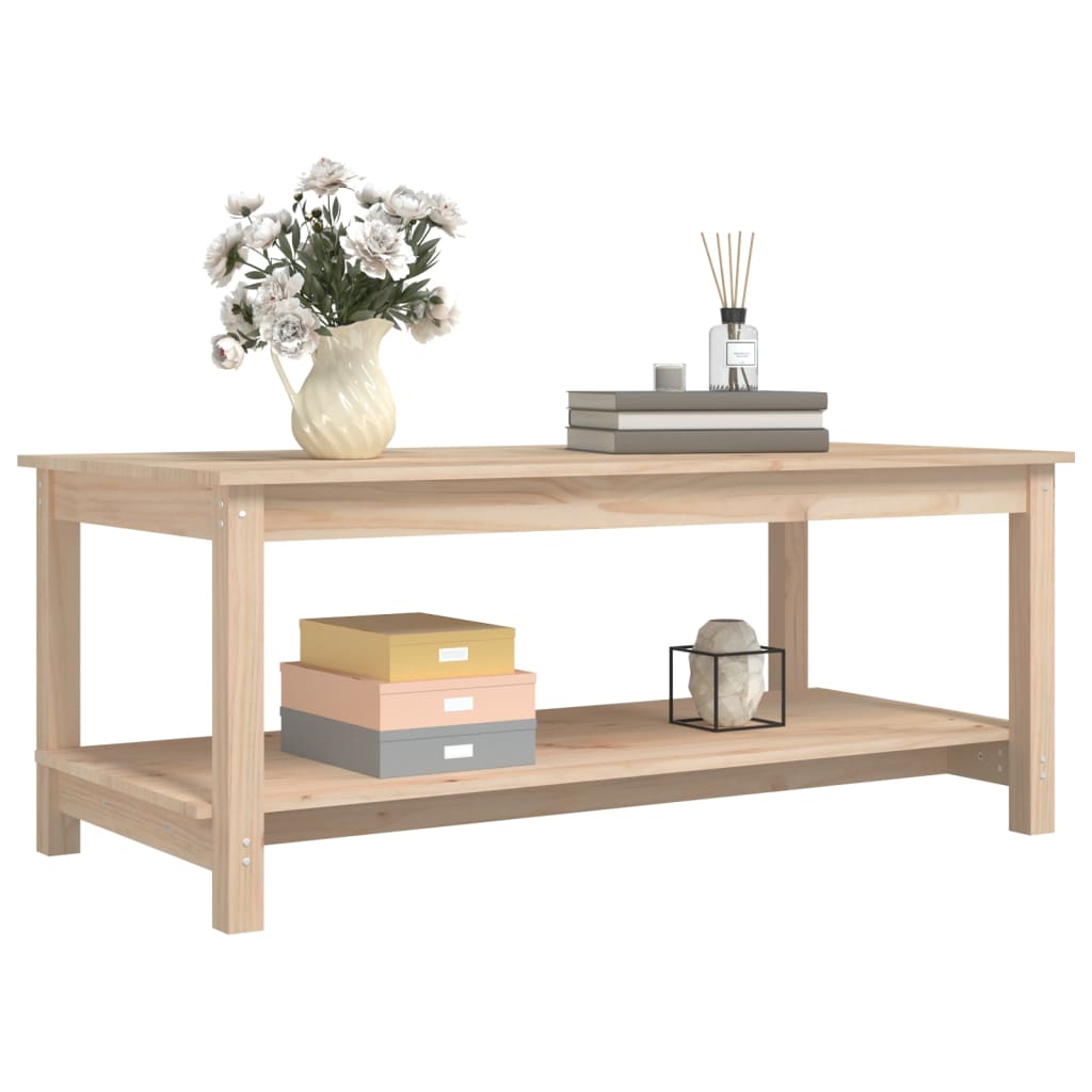 Mesa De Centro De Madera Maciza De Pino 110x55x45 Cm_2