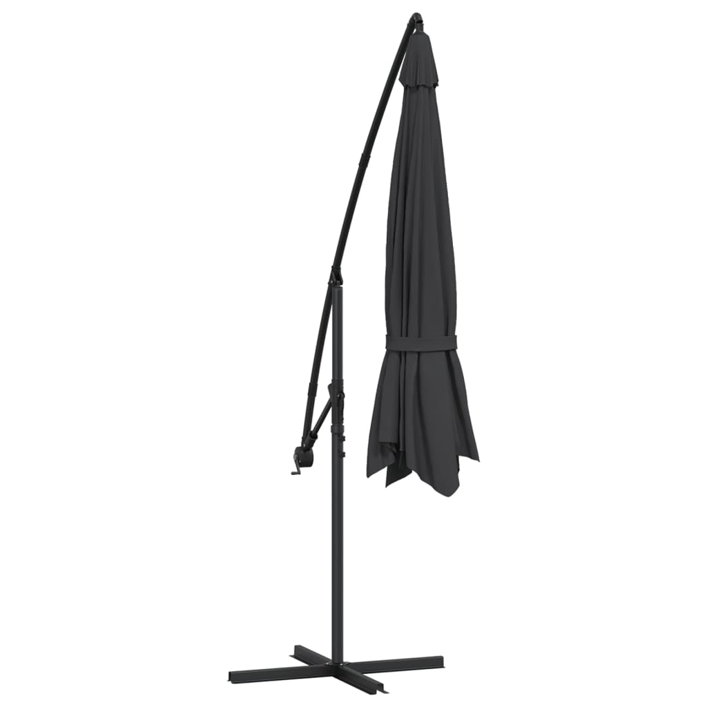 Sombrilla Voladiza De Jardín Con Poste De Aluminio Negro 350 Cm_4