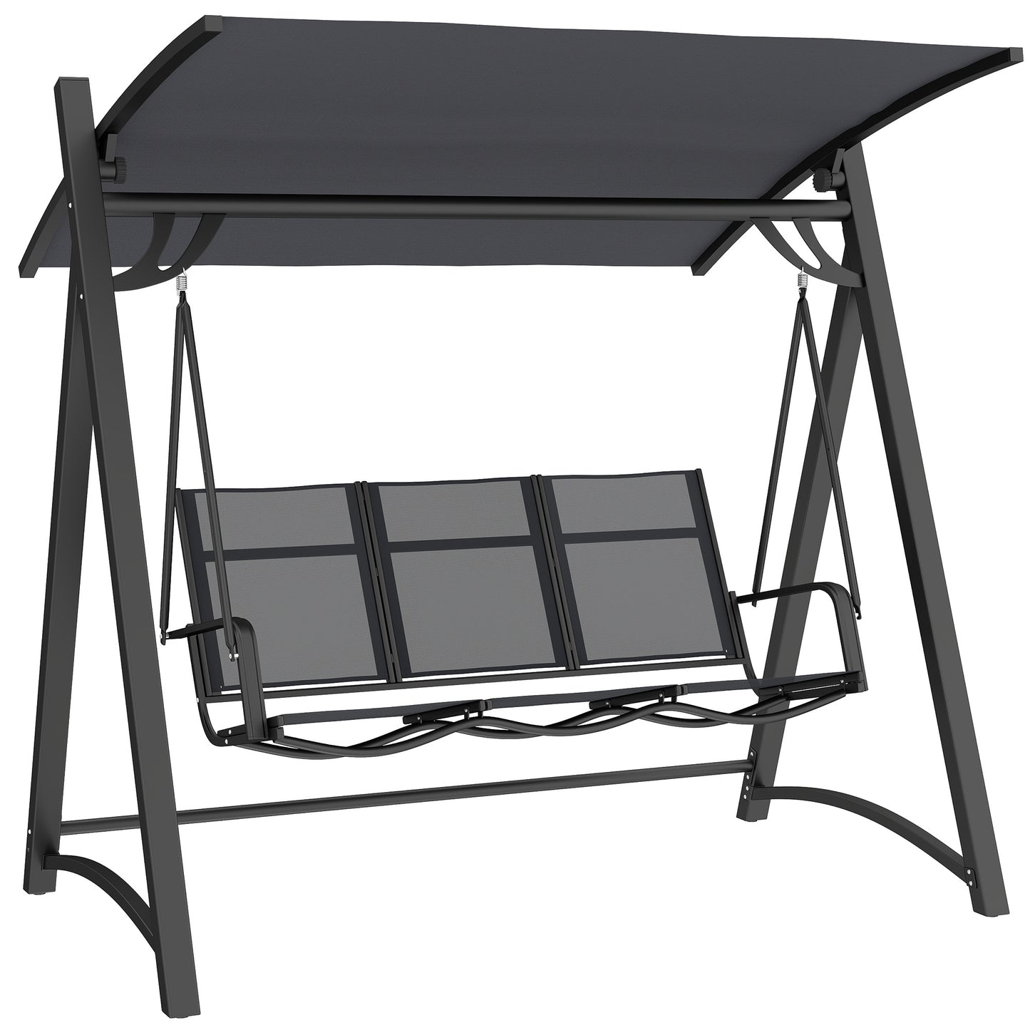 Outsunny Columpio De Jardín De 3 Plazas Con Techo Ajustable Asiento Transpirable_0