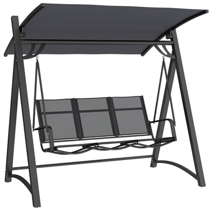 Outsunny Columpio De Jardín De 3 Plazas Con Techo Ajustable Asiento Transpirable_0