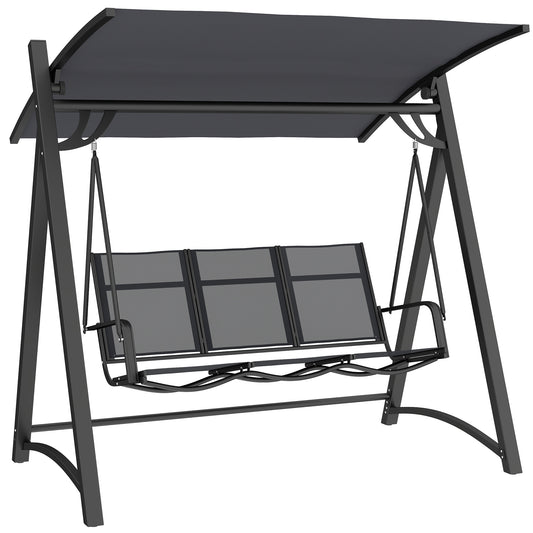 Outsunny Columpio De Jardín De 3 Plazas Con Techo Ajustable Asiento Transpirable_0
