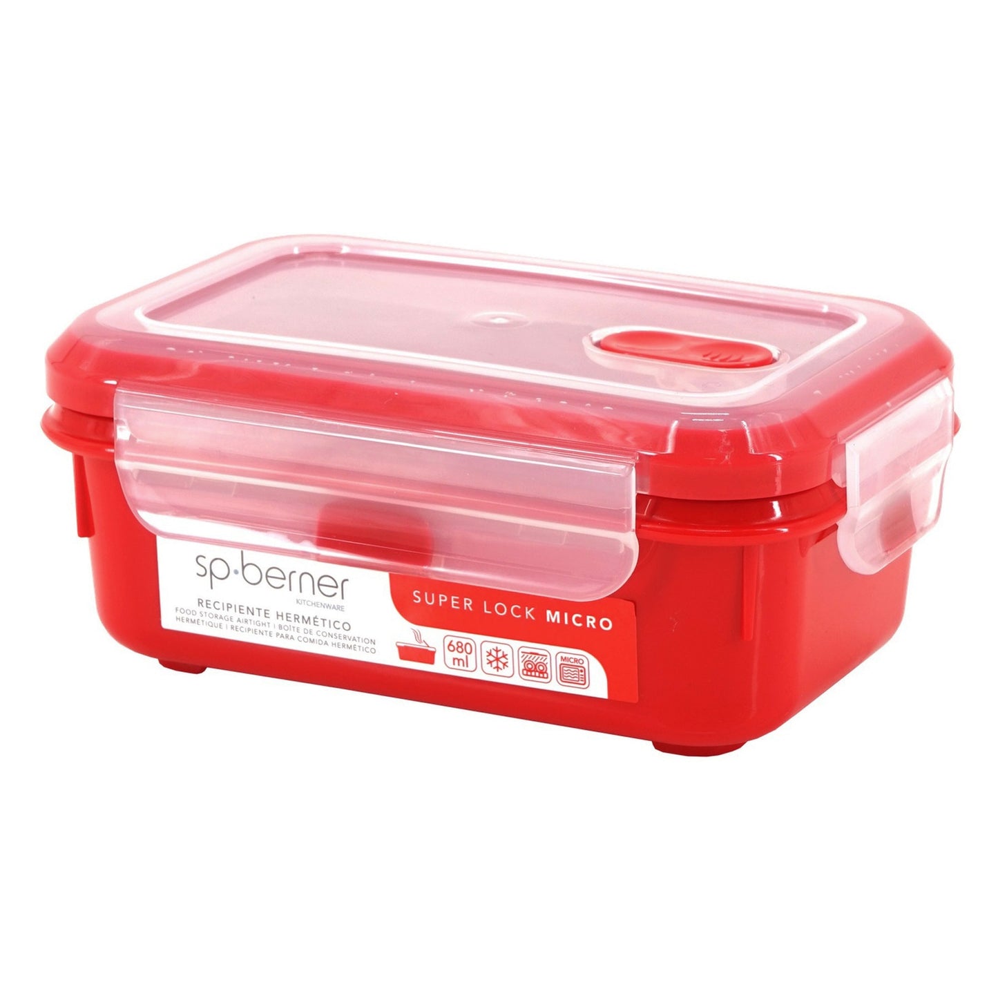 2x Herméticos Super Lock Micro 680 Ml. Aptos Para Cocinar Al Vapor En El Microondas, Ideal Transporte Y Almacenamiento De Alimentos, Cierre Clip