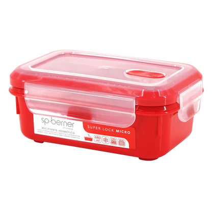 2x Herméticos Super Lock Micro 680 Ml. Aptos Para Cocinar Al Vapor En El Microondas, Ideal Transporte Y Almacenamiento De Alimentos, Cierre Clip_4