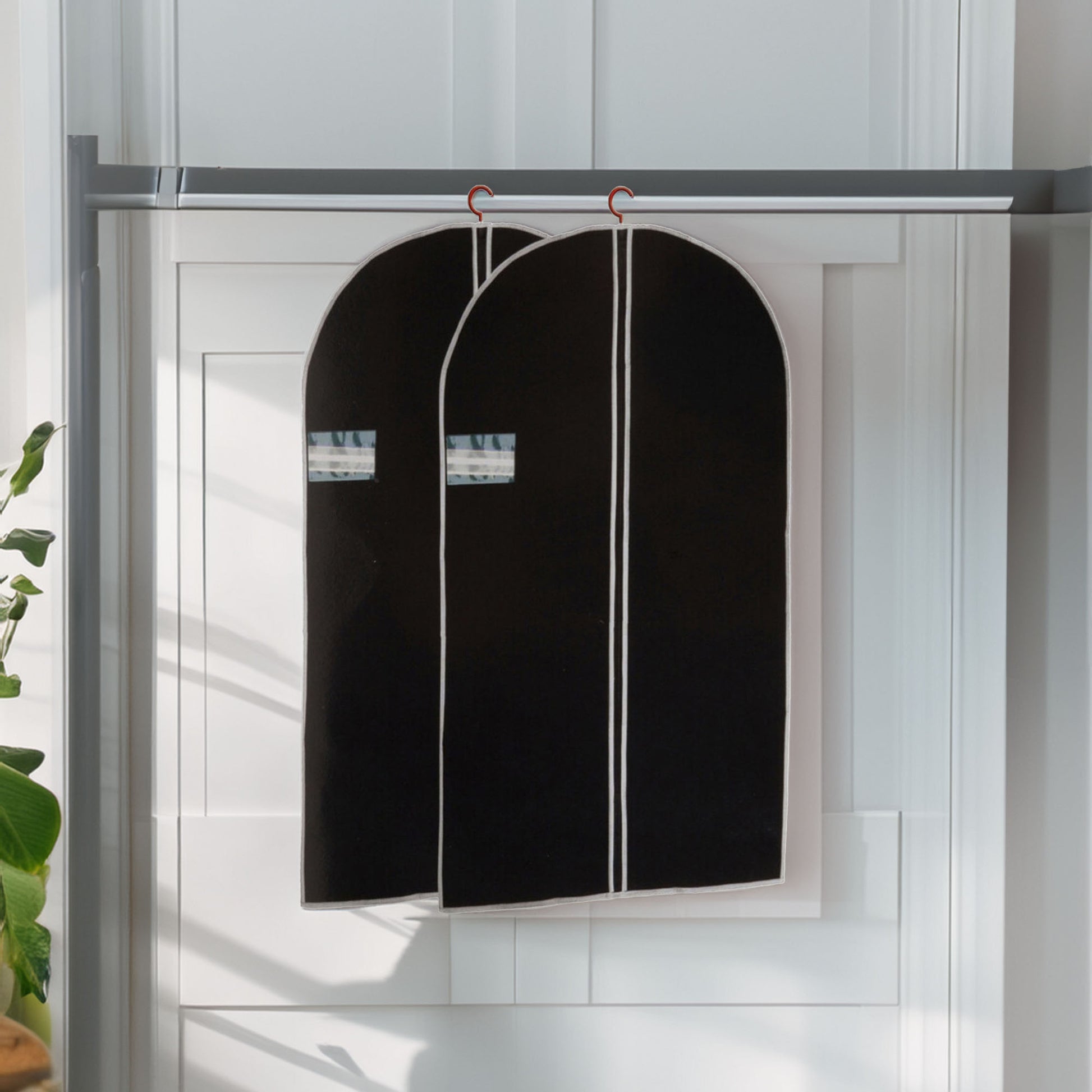 Well Home Juego De 2 Cubrevestidos De Tnt 45g, Tamaño 60x150cm, Negro Con Cremallera Y Ventana Pe_2