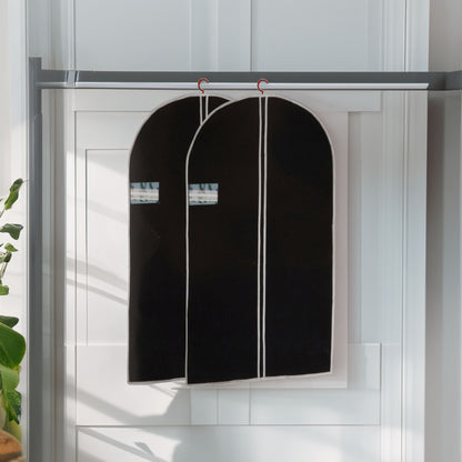 Well Home Juego De 2 Cubrevestidos De Tnt 45g, Tamaño 60x150cm, Negro Con Cremallera Y Ventana Pe