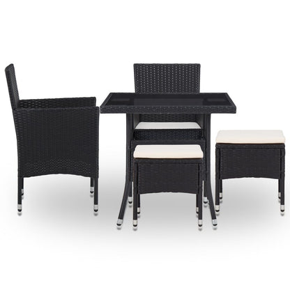 Vidaxl Muebles De Jardín 5 Piezas Ratán Sintético Y Vidrio Negro_1