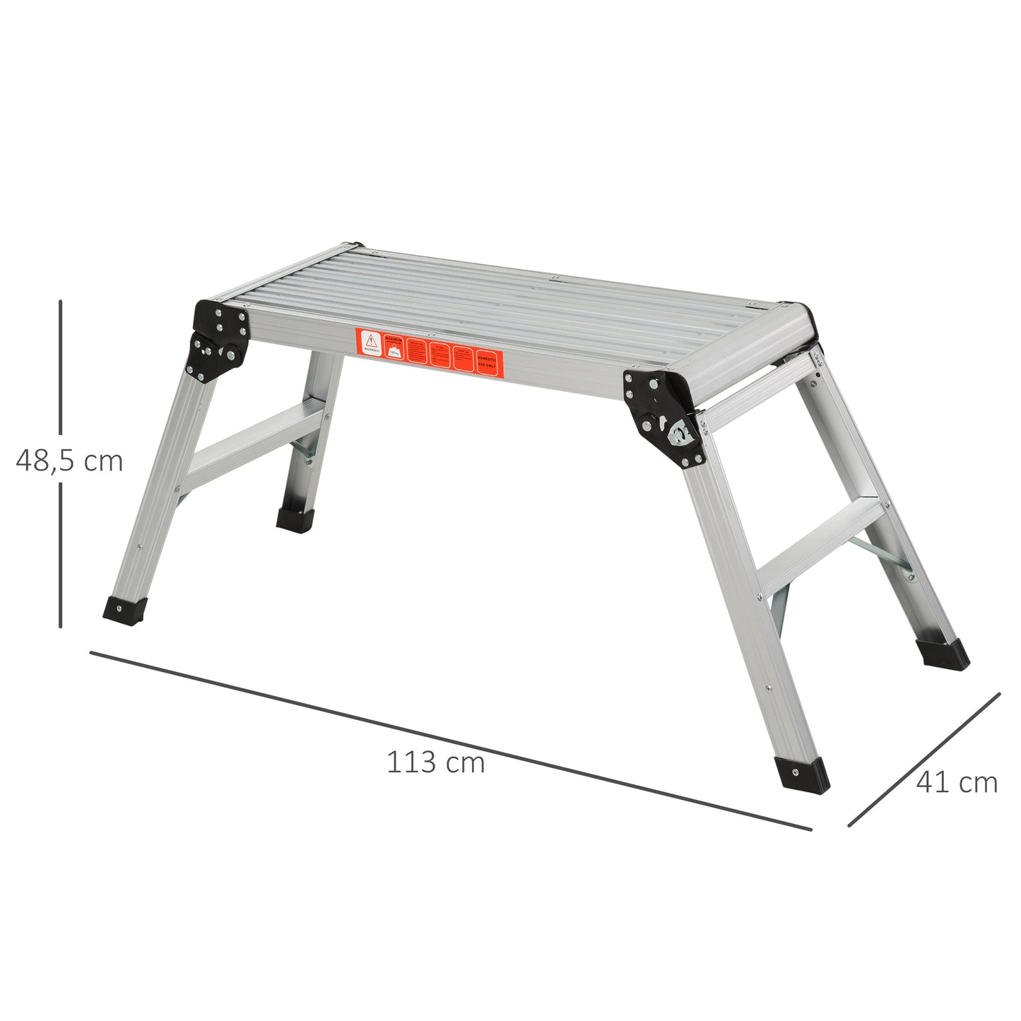 Homcom Banco Plegable Plataforma De Trabajo Escalera De Aluminio 150kg Escalon_2
