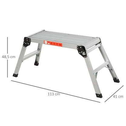 Homcom Banco Plegable Plataforma De Trabajo Escalera De Aluminio 150kg Escalon_2