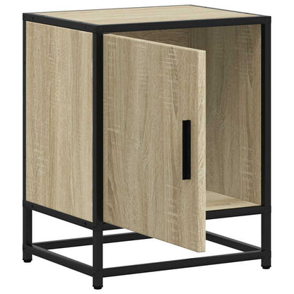 Mesita De Noche Madera Ingeniería Roble Sonoma 40x31x50cm Metal_4