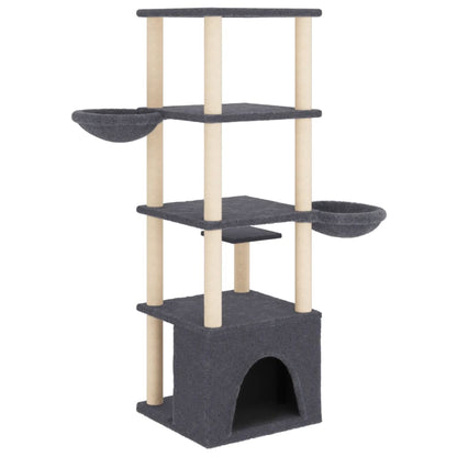 Vidaxl Rascador Para Gatos Con Postes De Sisal Gris Oscuro 147 Cm_4