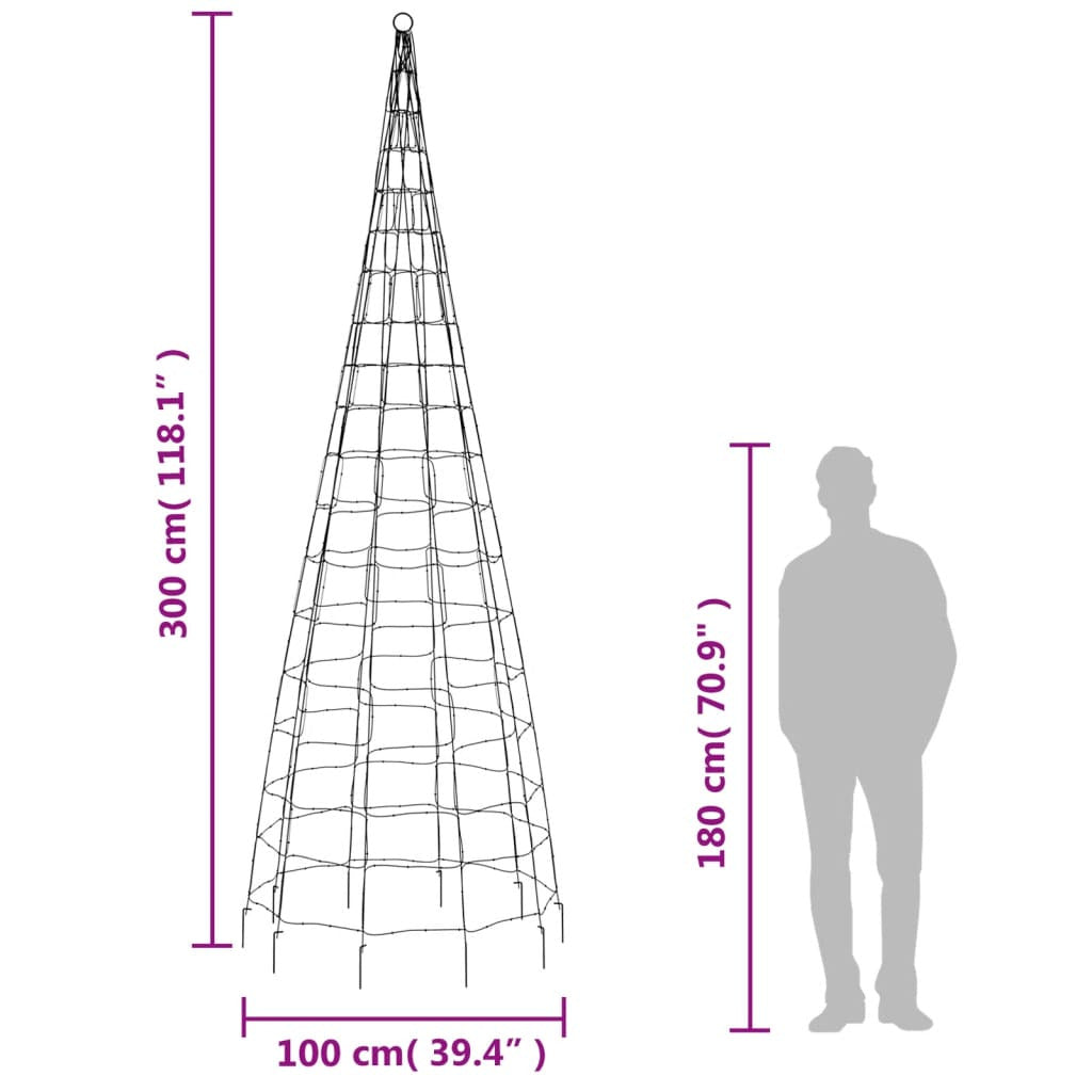 Vidaxl Árbol De Navidad En Asta De Bandera 550 Led Blanco Frío 300 Cm_2