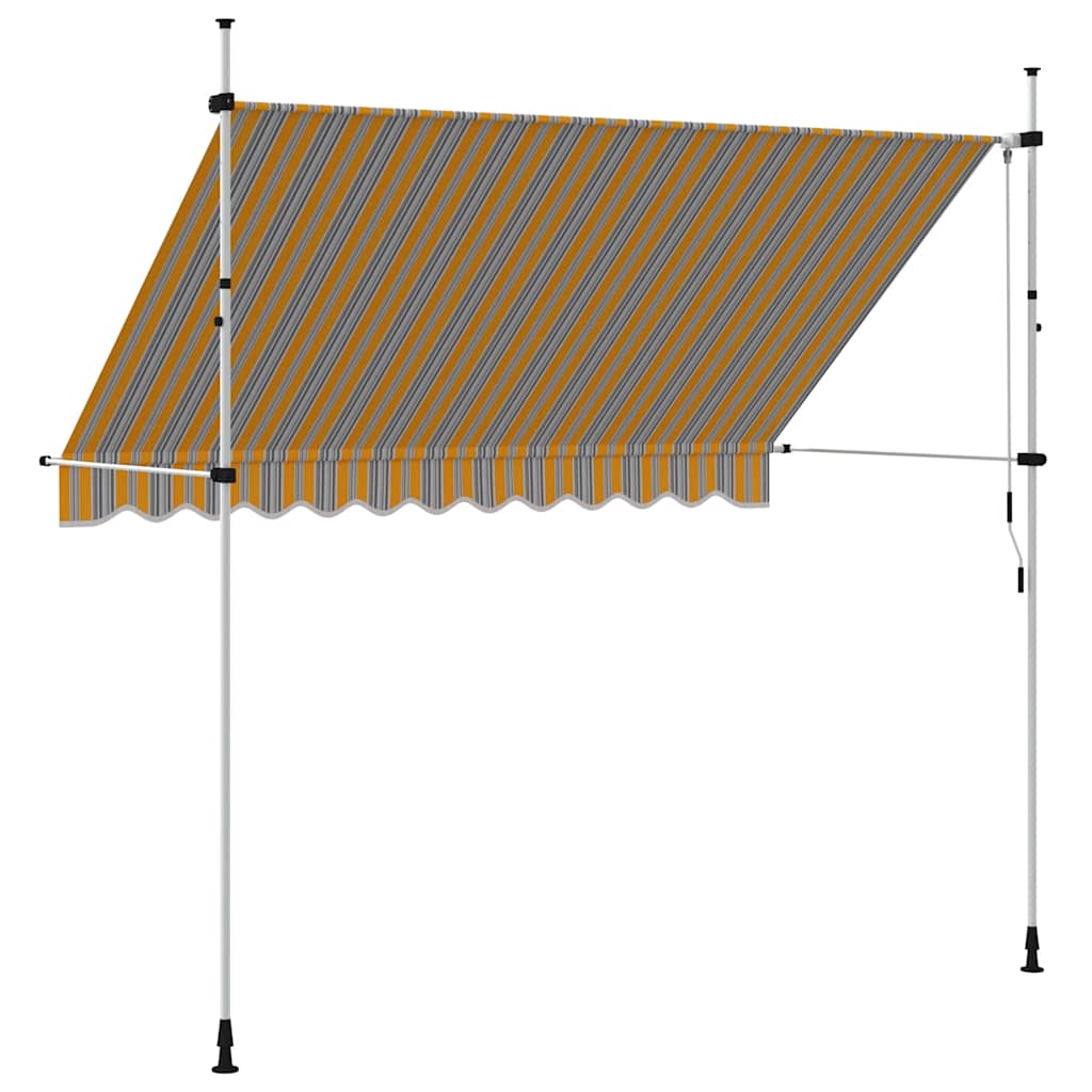 Toldo Manual Retráctil 300 Cm Amarillo Y Azul A Rayas_4