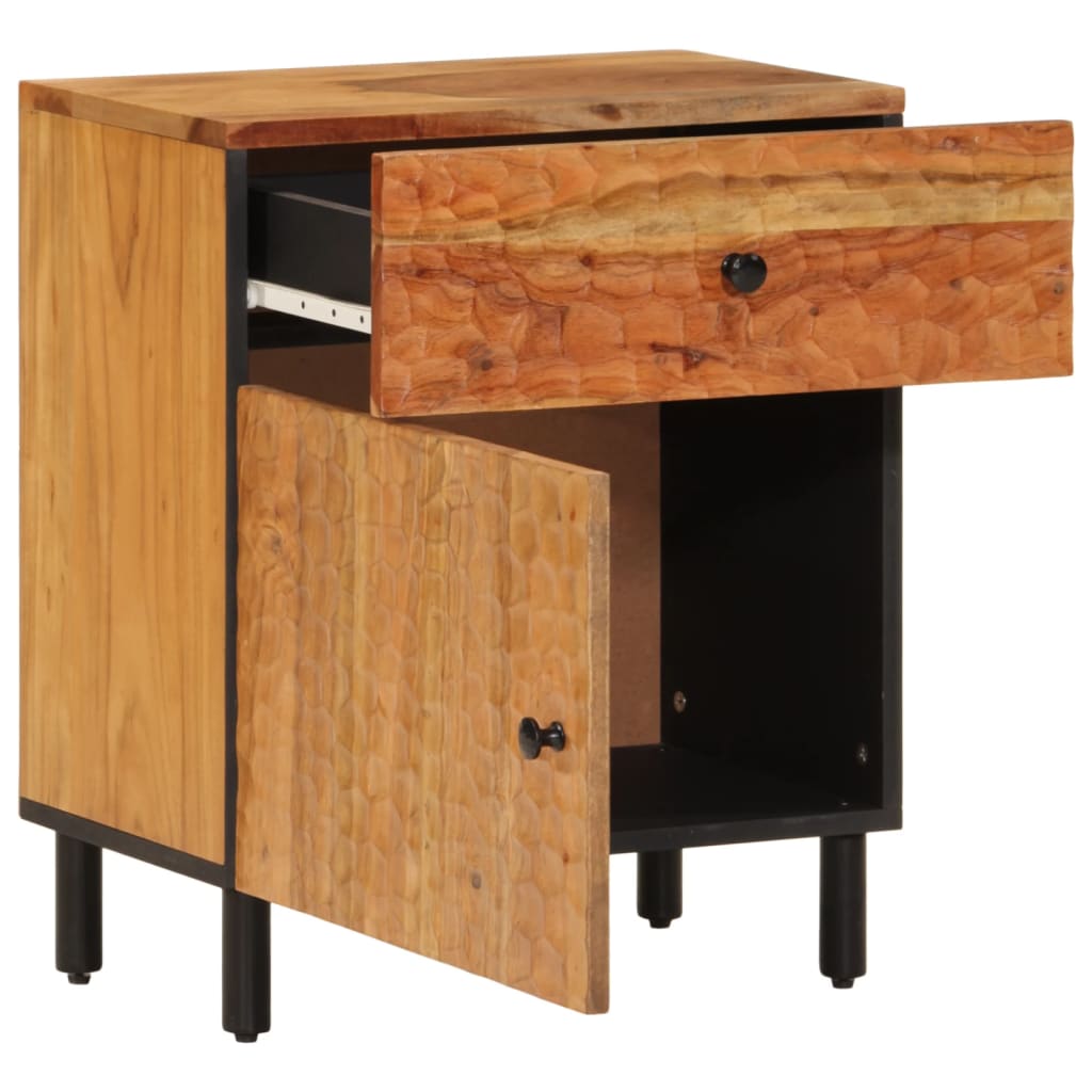 Mesita De Noche Madera Maciza De Acacia 50x33x60 Cm_2